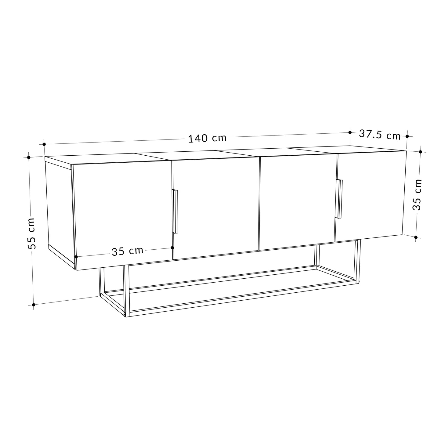 Mourah Tontini Tv Stand Matt Black Marble/White//Matt White Marble Up to 60 Inches