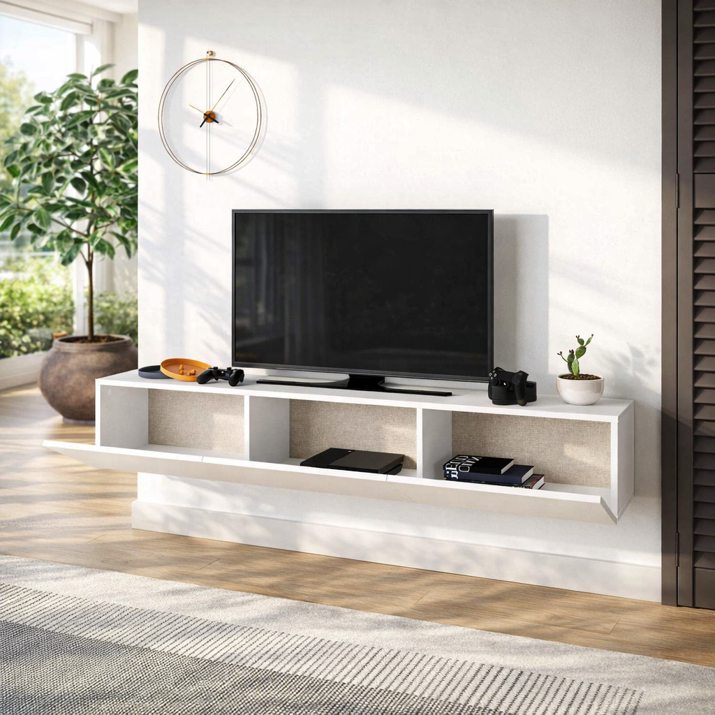 Francy TV Stand 180 CM With Storage Up to 70 Inch - White