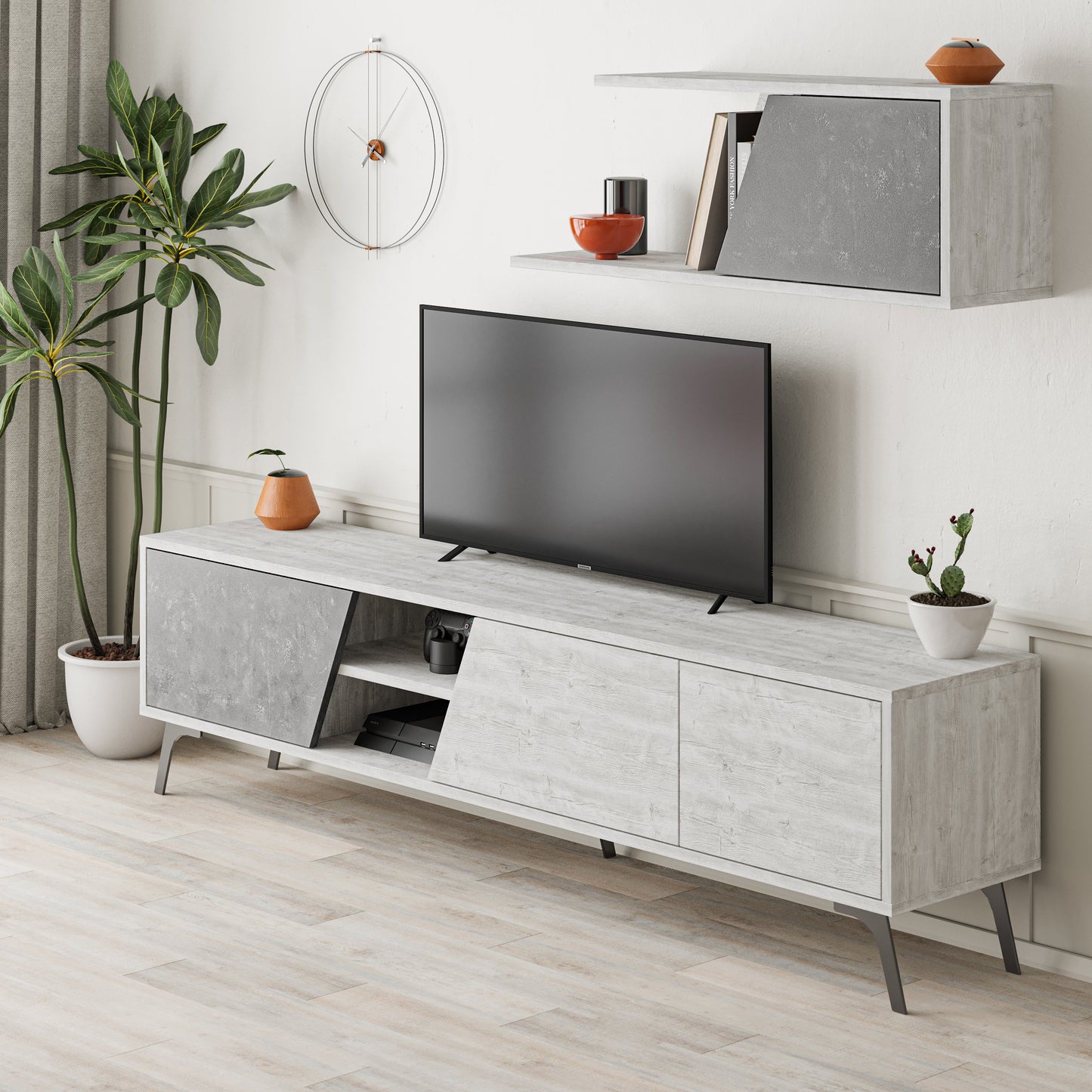 Mourah Fiona Tv Unit Up To 70 Inches With Storage - 2 Years Warranty