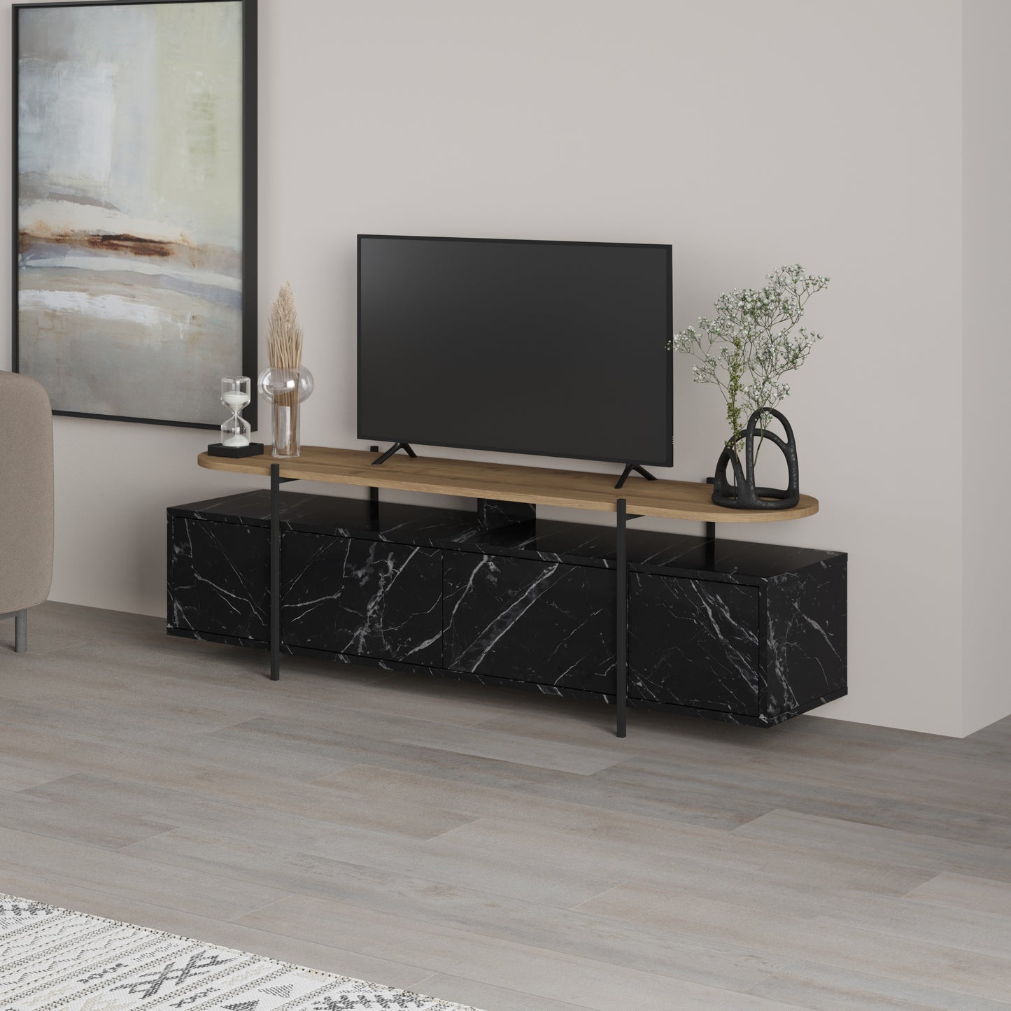 Mourah Hanley Tv Stand Up To 65 Inches With Storage - 2 Years Warranty