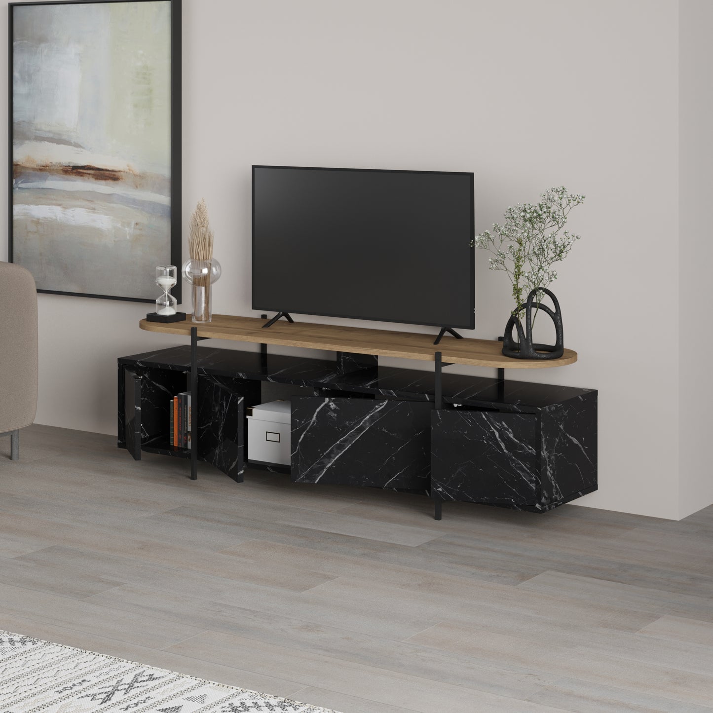 Mourah Hanley Tv Stand Up To 65 Inches With Storage - 2 Years Warranty