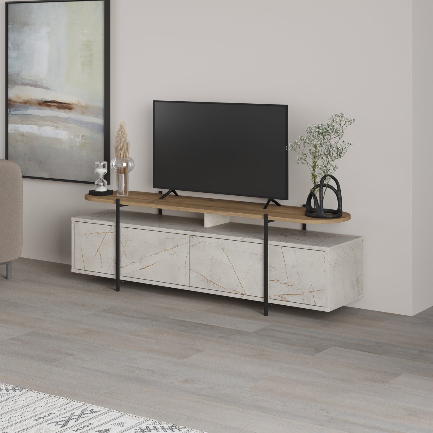 Mourah Hanley Tv Stand Up To 65 Inches With Storage - 2 Years Warranty