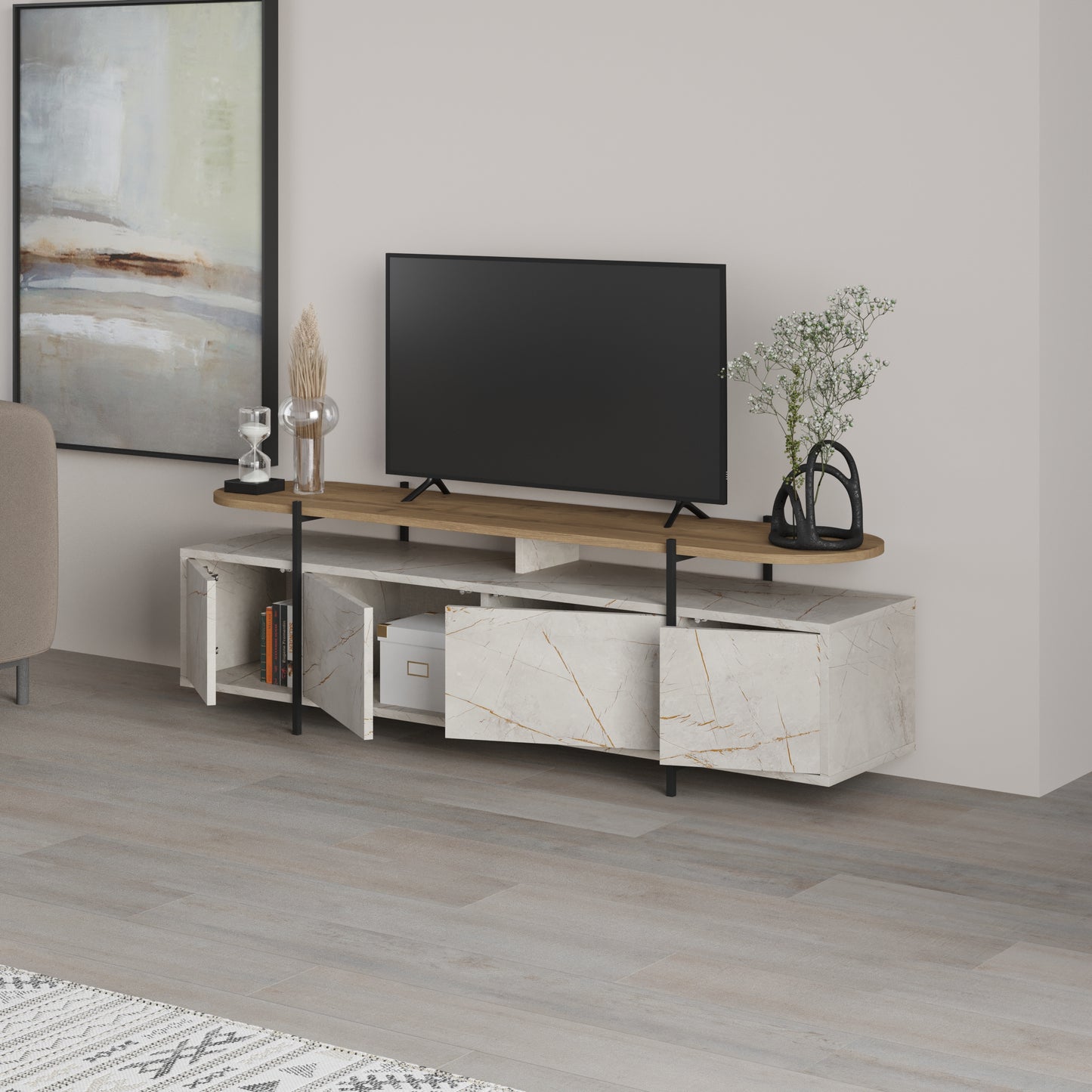 Mourah Hanley Tv Stand Up To 65 Inches With Storage - 2 Years Warranty