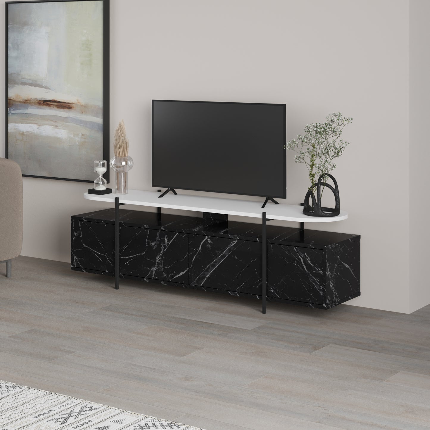 Mourah Hanley Tv Stand Up To 65 Inches With Storage - 2 Years Warranty