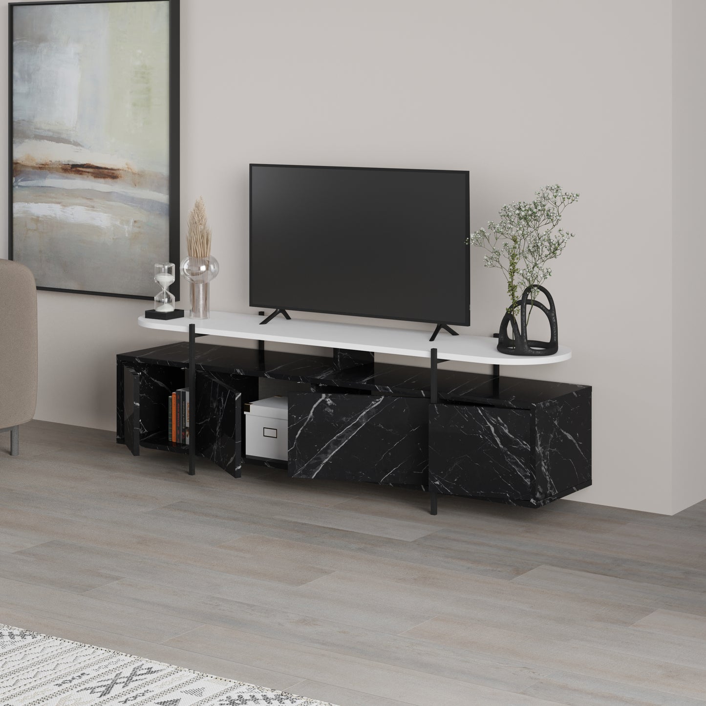 Mourah Hanley Tv Stand Up To 65 Inches With Storage - 2 Years Warranty