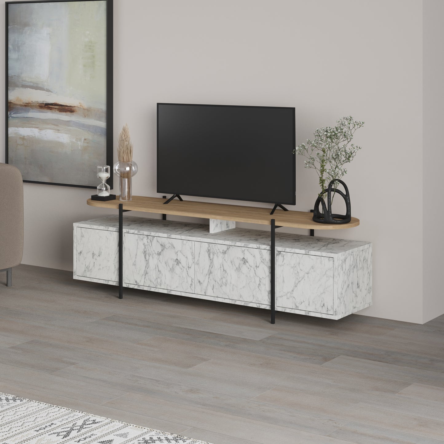 Mourah Hanley Tv Stand Up To 65 Inches With Storage - 2 Years Warranty