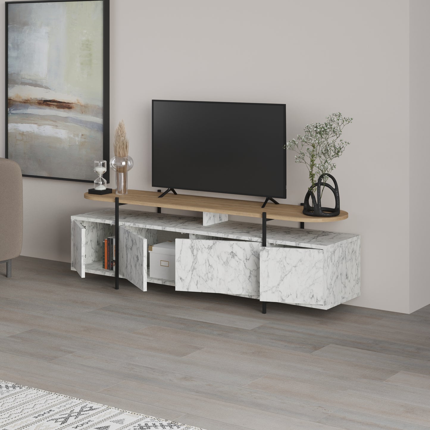 Mourah Hanley Tv Stand Up To 65 Inches With Storage - 2 Years Warranty