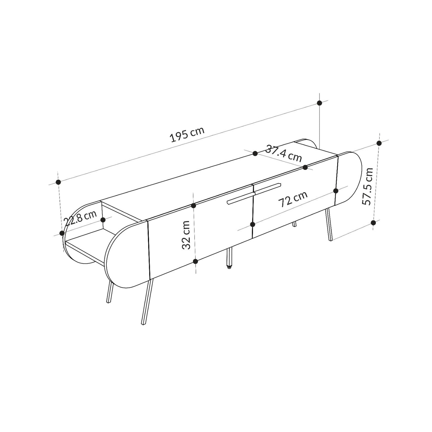 Mourah Capsule Tv Stand Up To 65 Inches With Storage - 2 Years Warranty