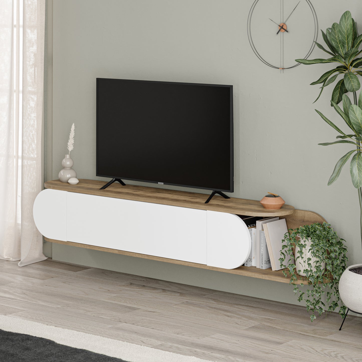 Mourah Tone Tv Stand Up To 65 Inches With Storage - 2 Years Warranty