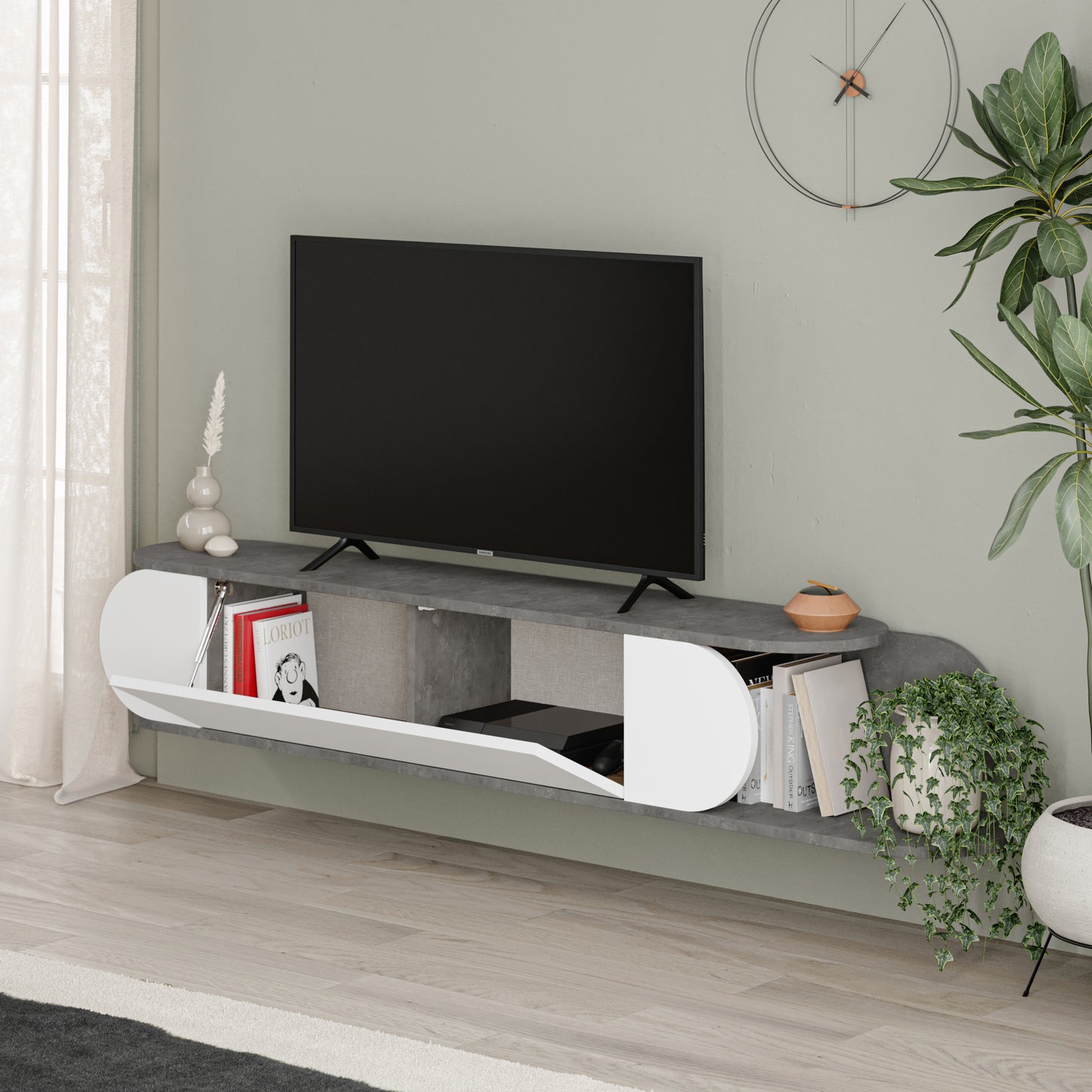 Mourah Tone Tv Stand Up To 65 Inches With Storage - 2 Years Warranty