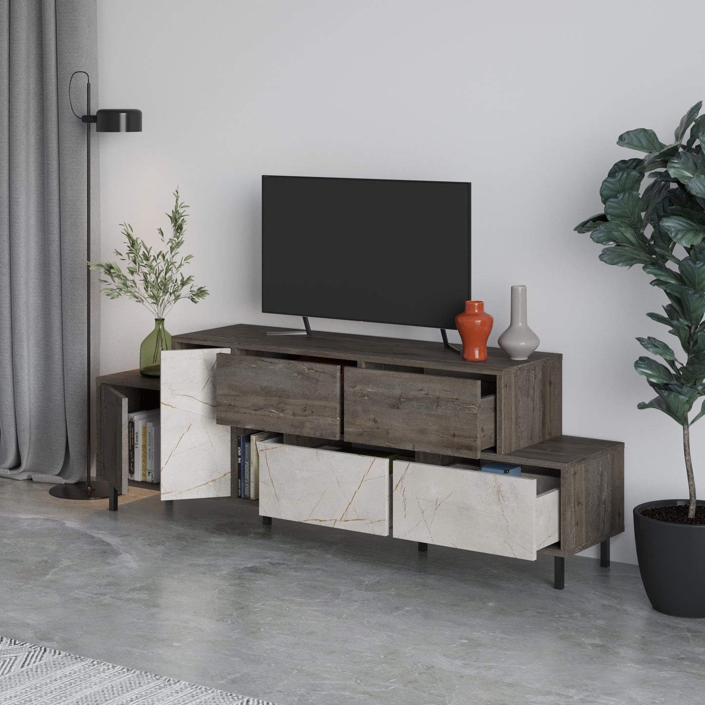 Mourah Hermes Tv Stand Up To 50 Inches With Starage - 2 Years Warranty