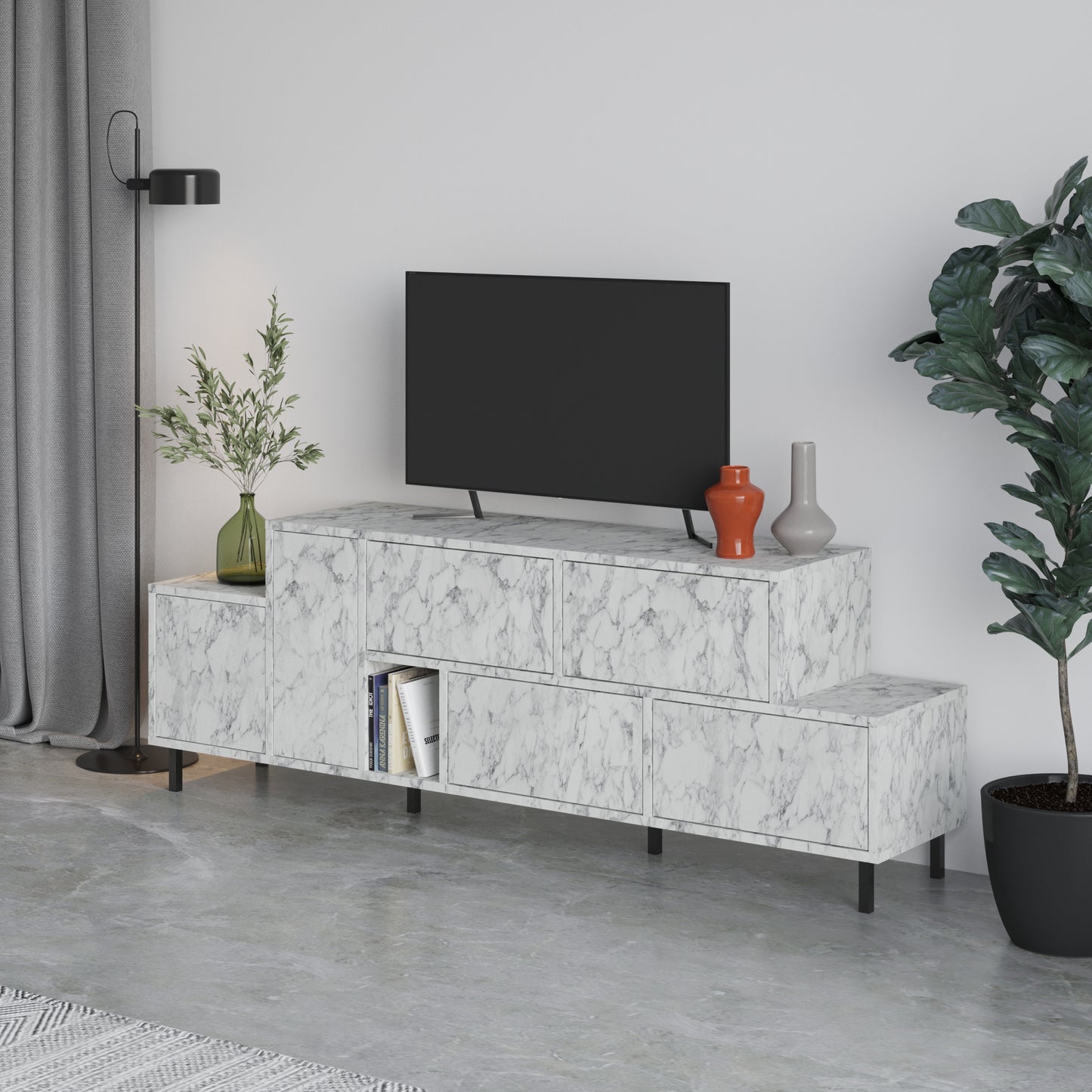 Mourah Hermes Tv Unit Up To 50 Inches With Starage - 2 Years Warranty