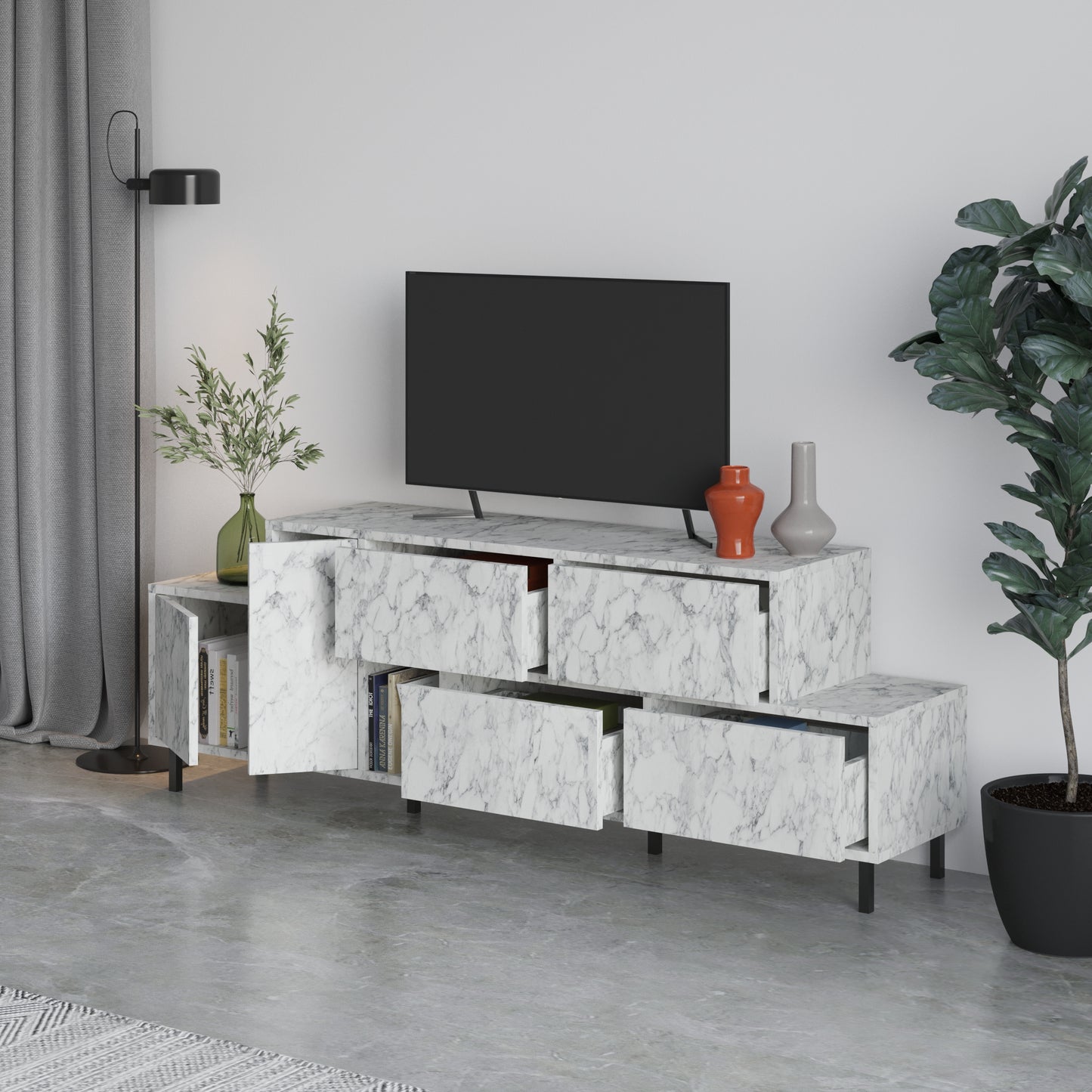 Mourah Hermes Tv Stand Up To 50 Inches With Starage - 2 Years Warranty