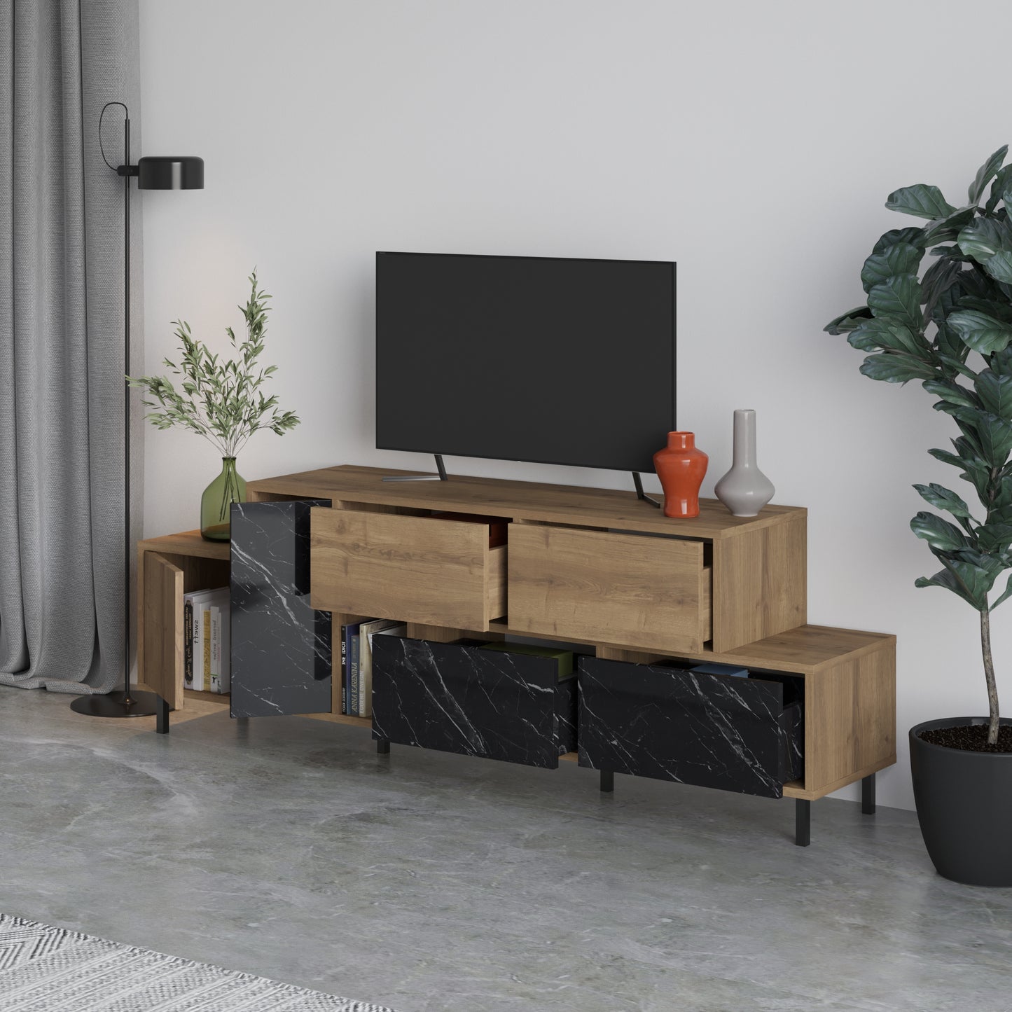 Mourah Hermes Tv Stand Up To 50 Inches With Starage - 2 Years Warranty