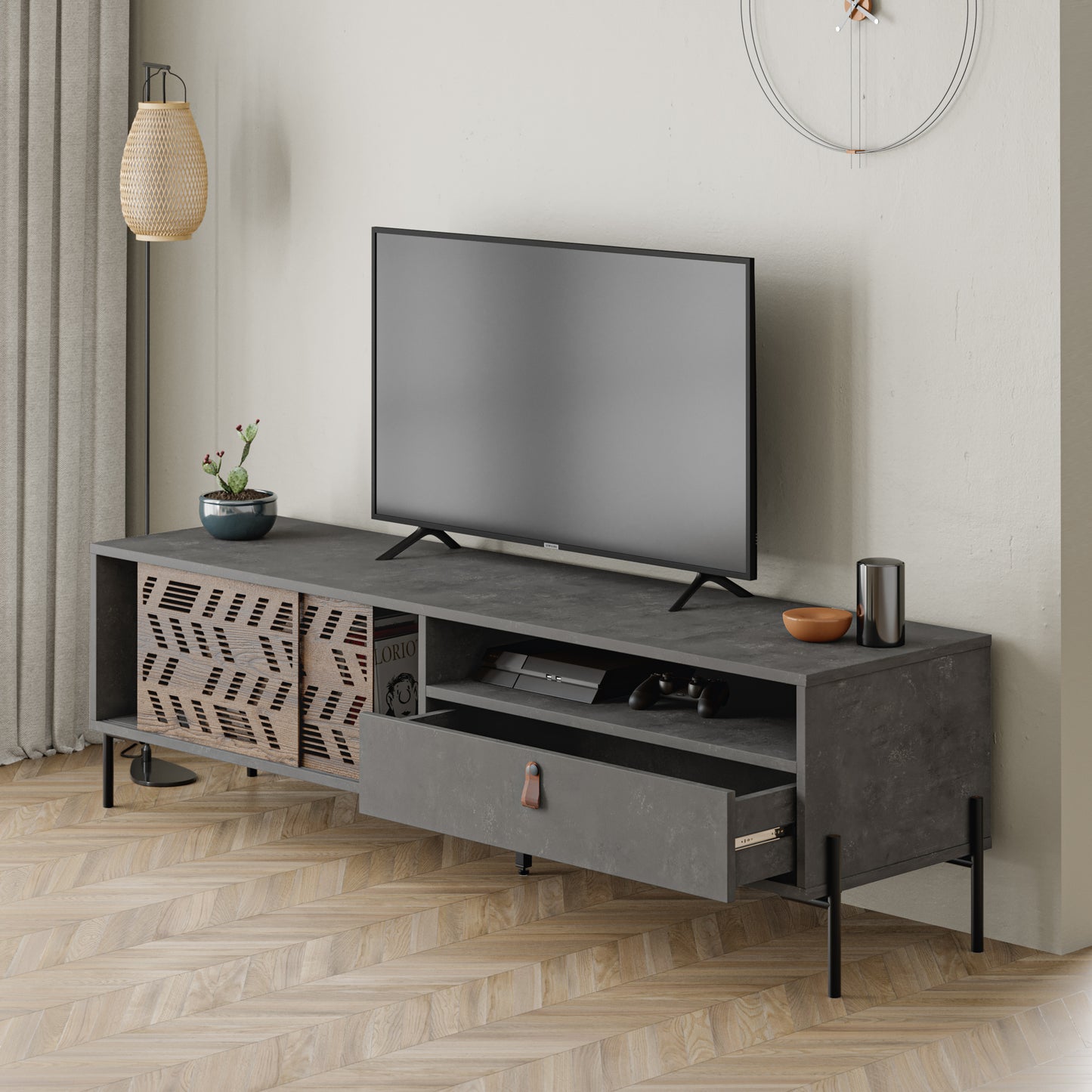 Mourah Dionysos Tv Stand Up To 70 Inches With Storage - 2 Years Warranty