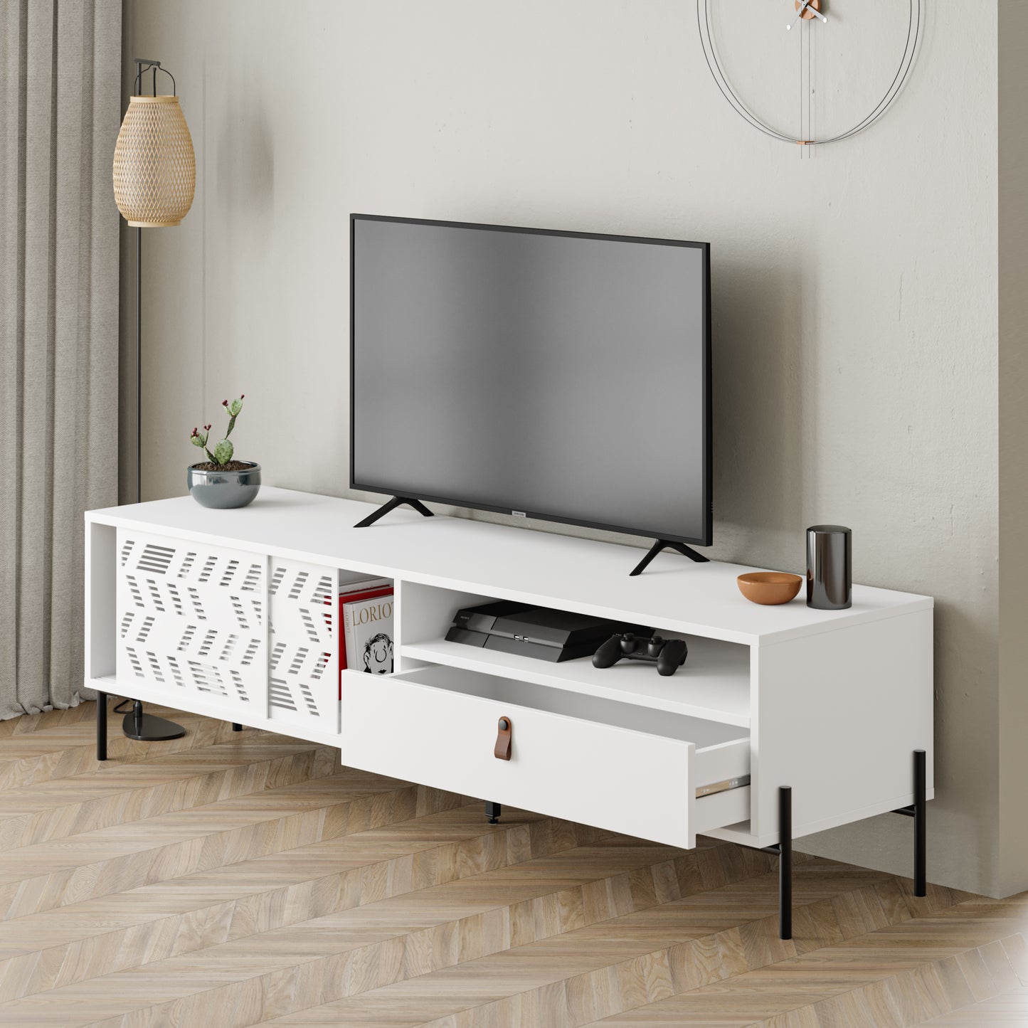 Mourah Dionysos Tv Stand Up To 70 Inches With Storage - 2 Years Warranty