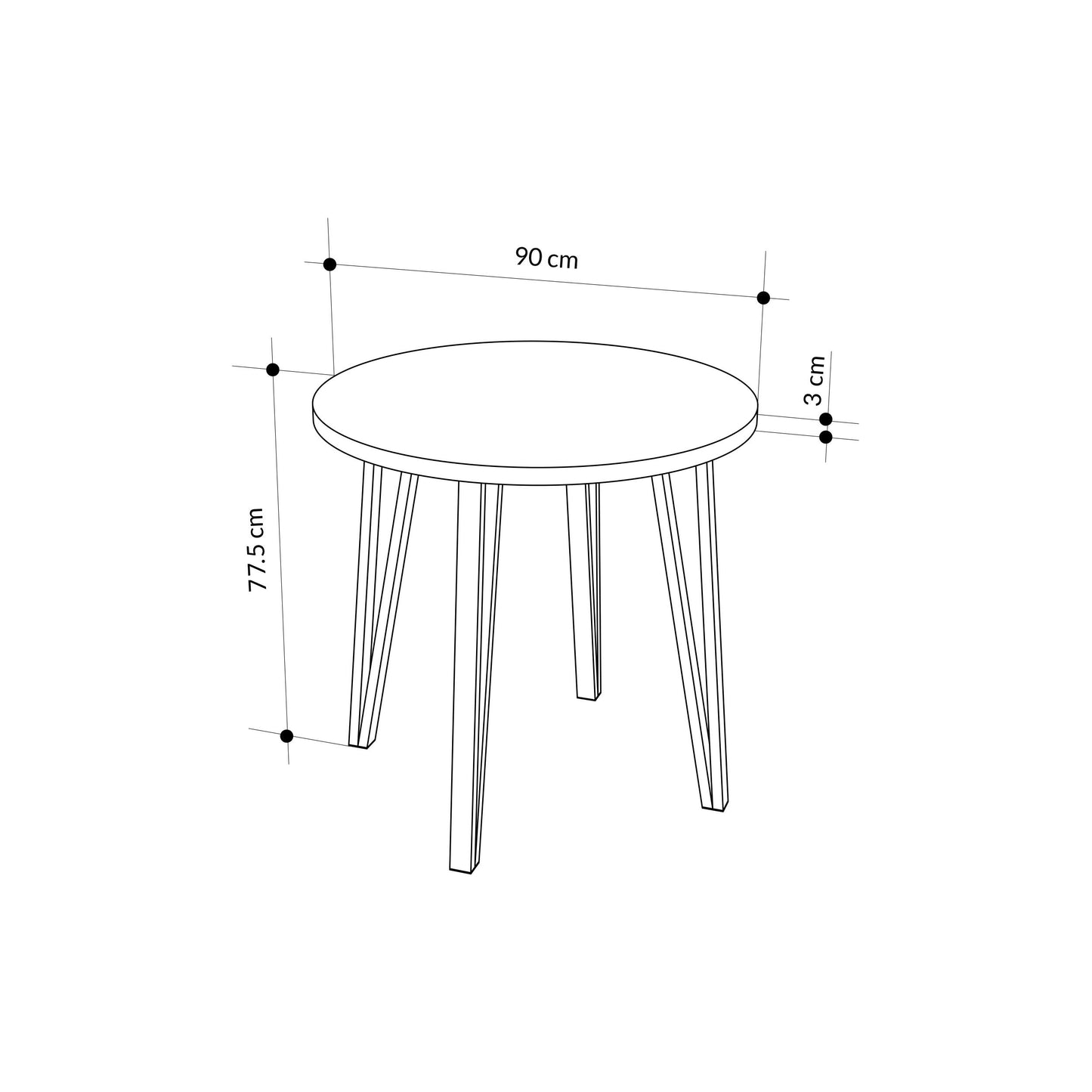 Xana Round Dining Table With Metal Legs, 4- Seater