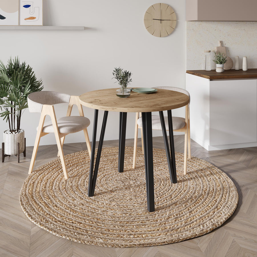 Xana Round Dining Table With Metal Legs, 4- Seater