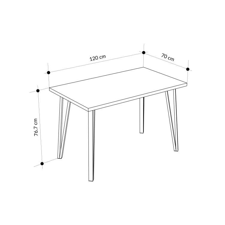 Xana Modern Dining Table with Metal Legs, 6- Seater