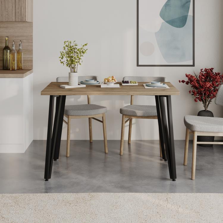 Xana Modern Dining Table with Metal Legs, 6- Seater