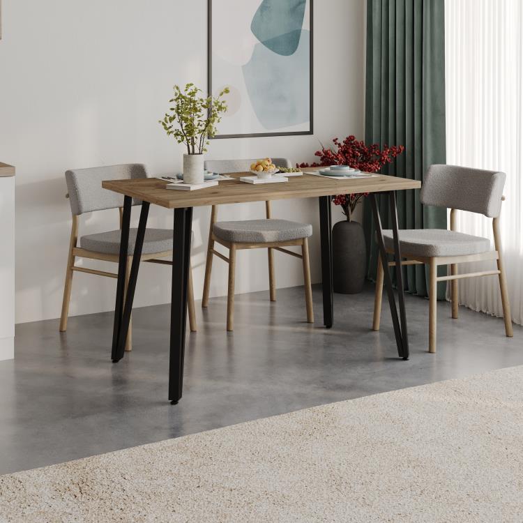 Xana Modern Dining Table with Metal Legs, 6- Seater