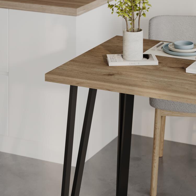 Xana Modern Dining Table with Metal Legs, 6- Seater