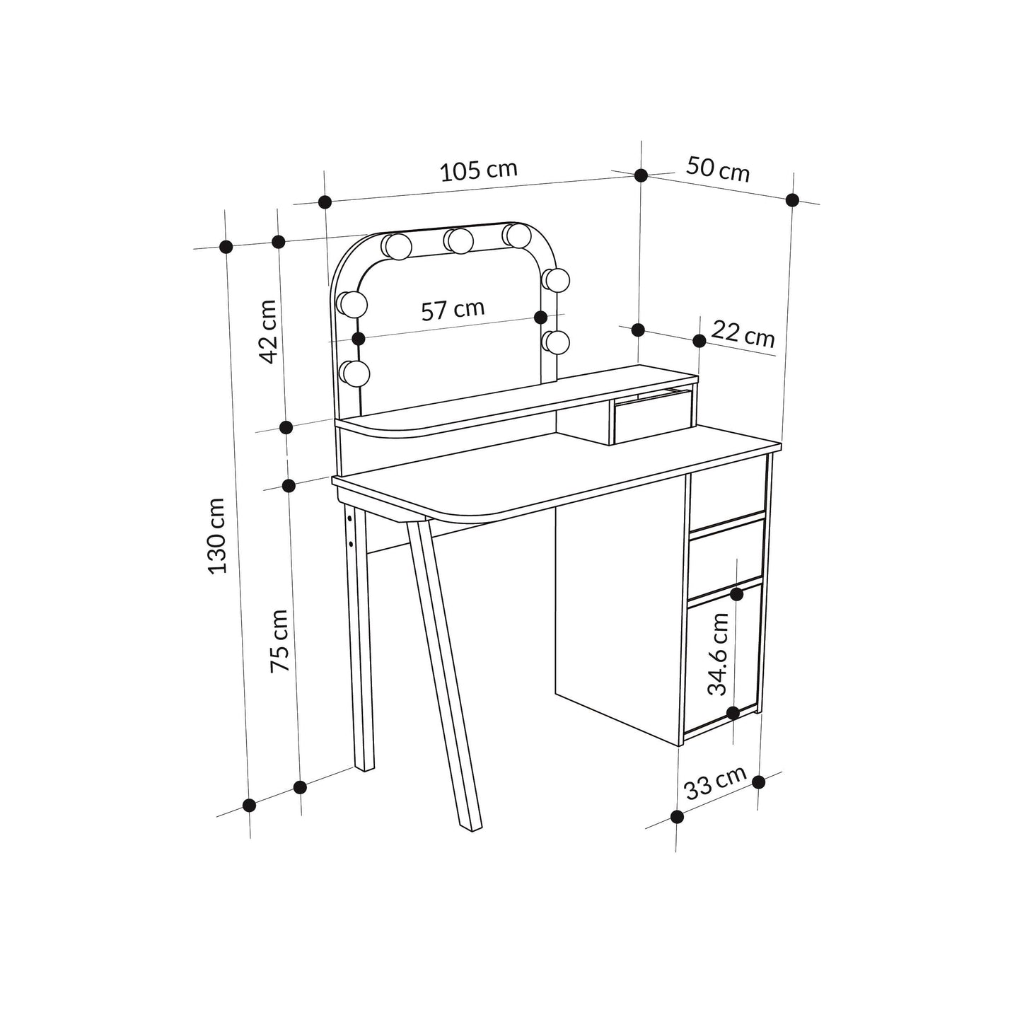 Mourah Avien Dressing Table-2 Years Warranty