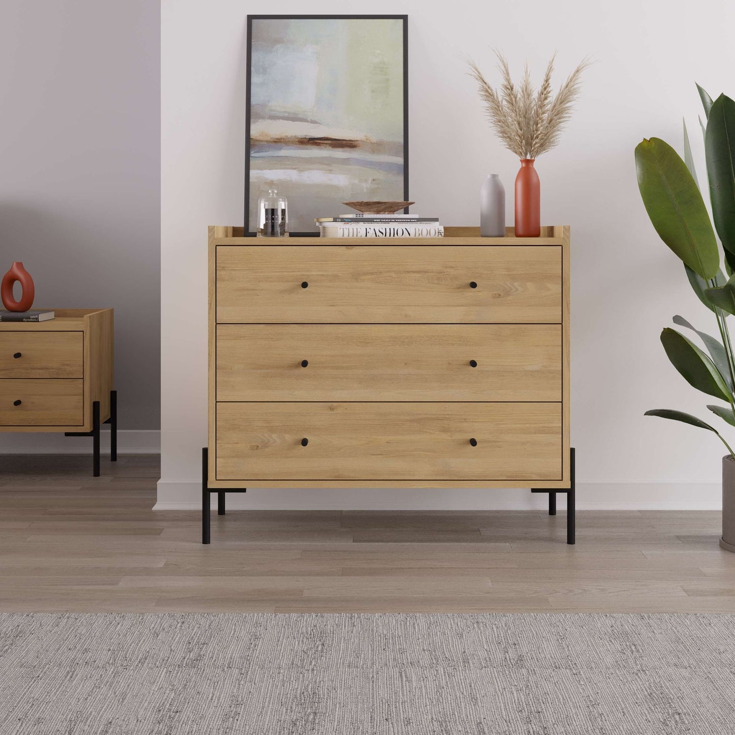Dresser With 3 Drawers - Oak