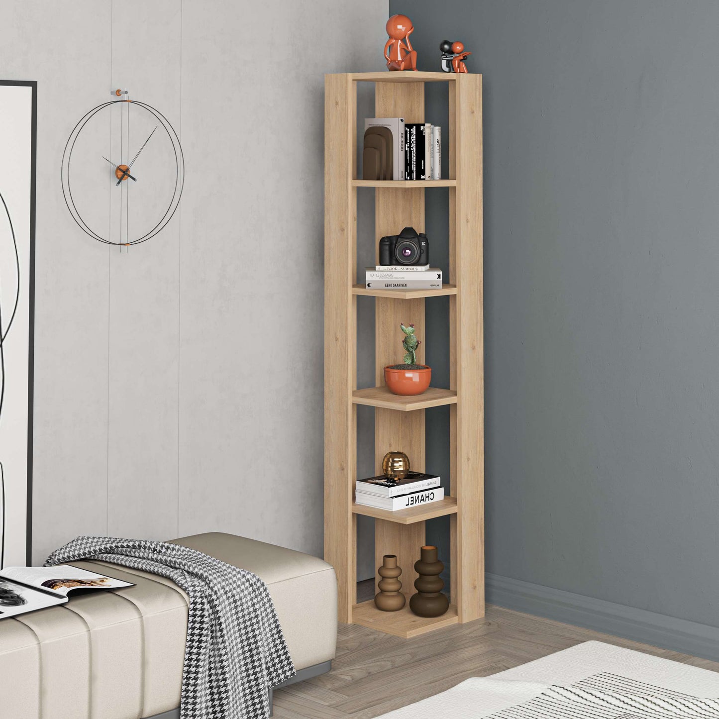 Mourah Nati Corner Bookcase - 2 Years Warranty