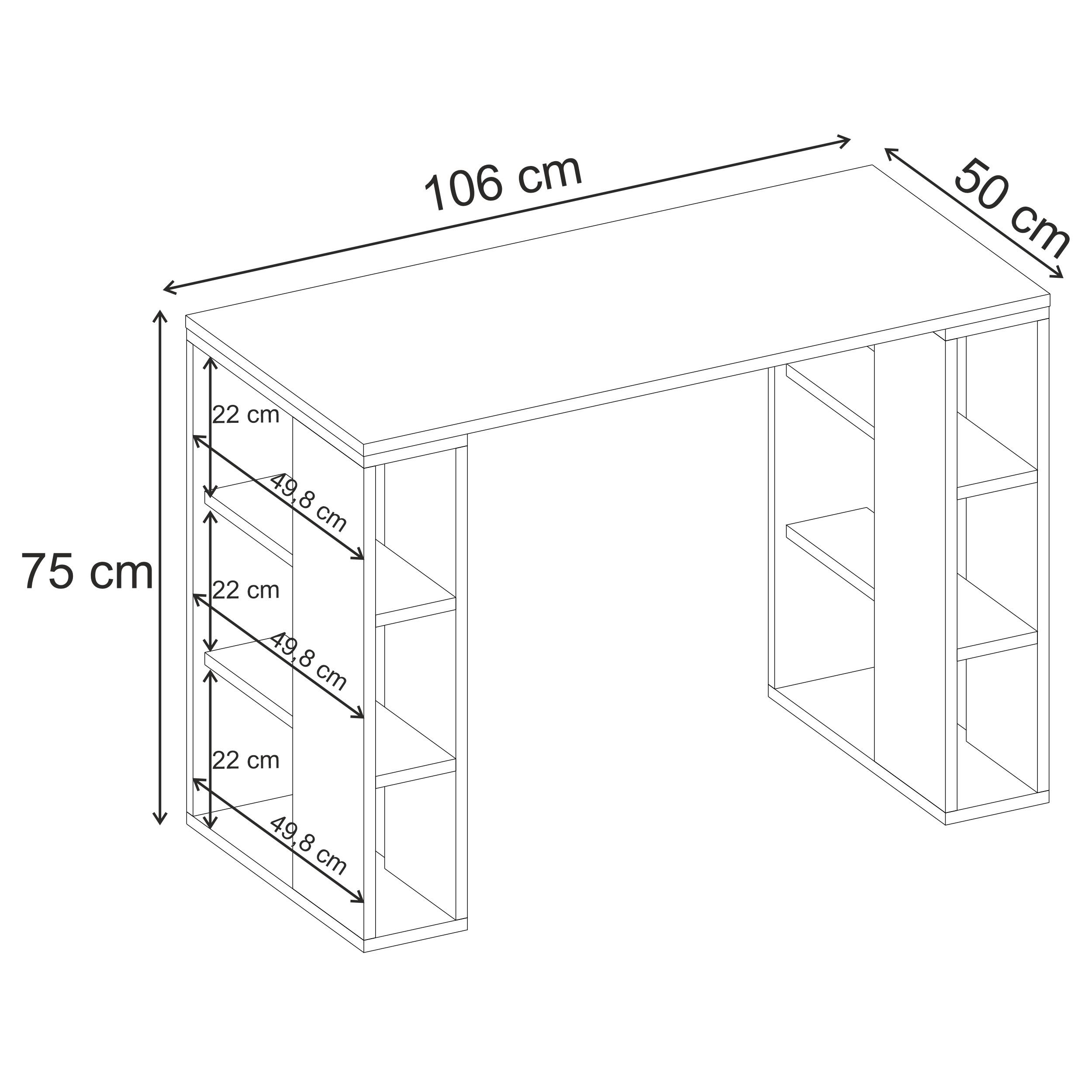 Colmar Modern Working Table With Storage 106 Cm