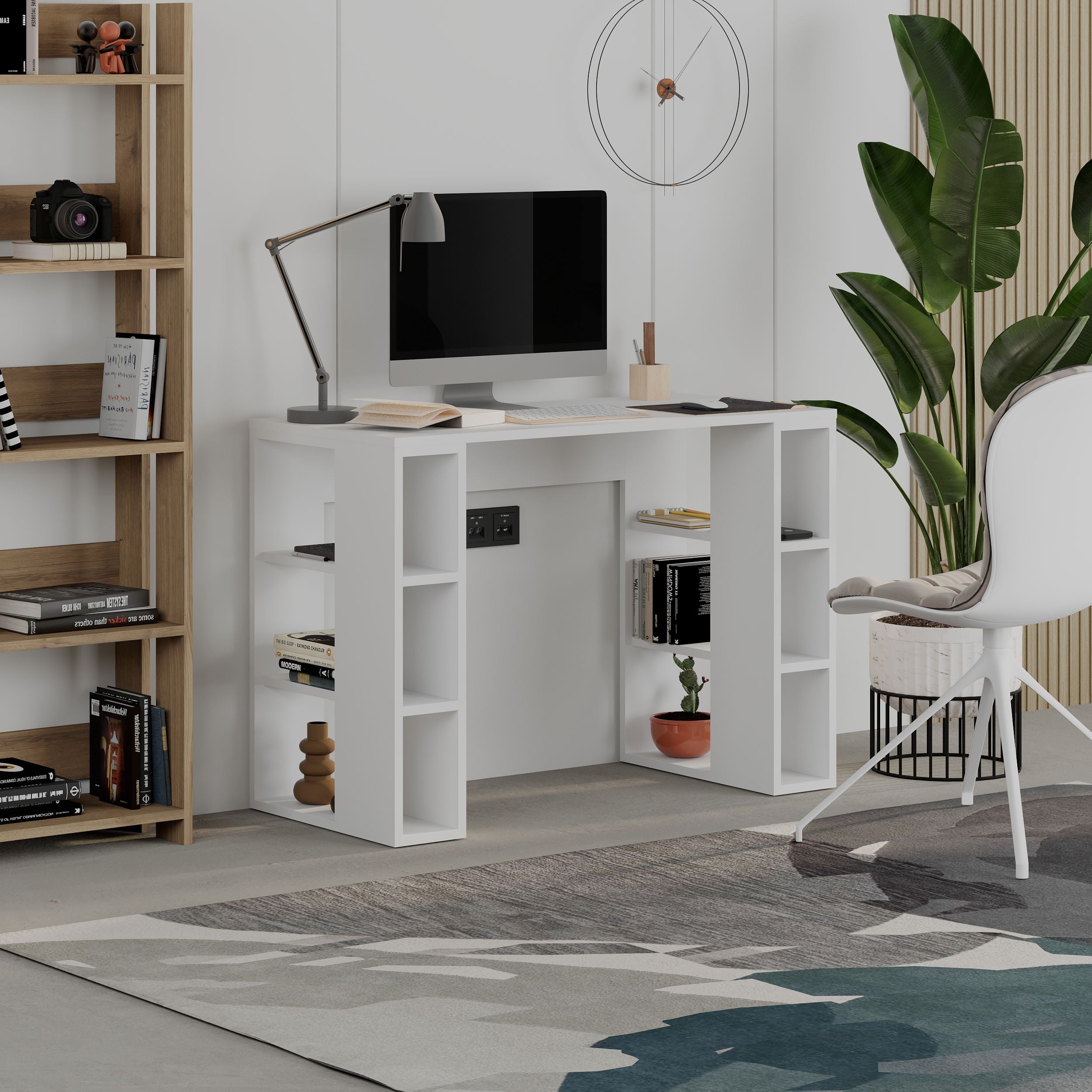Colmar Modern Working Table With Storage 106 Cm