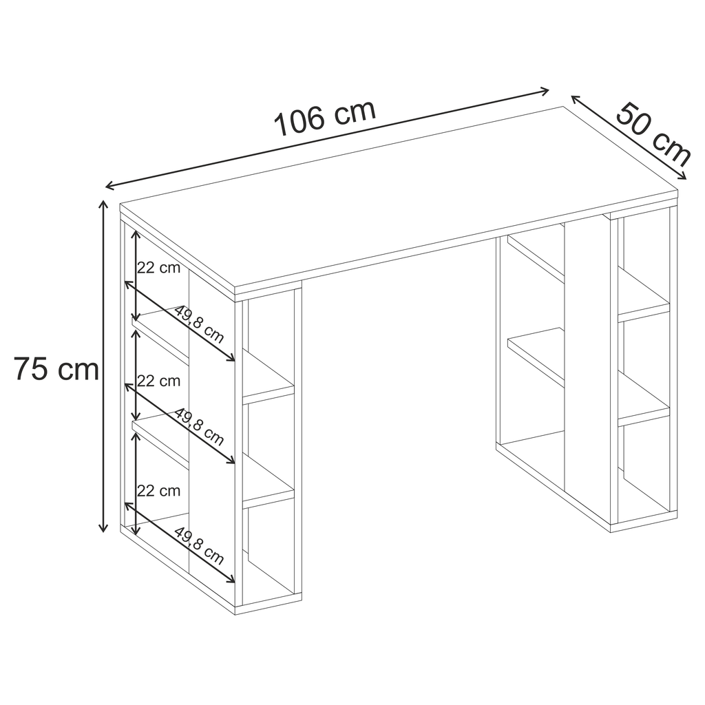 Colmar Modern Working Table With Storage 106 Cm