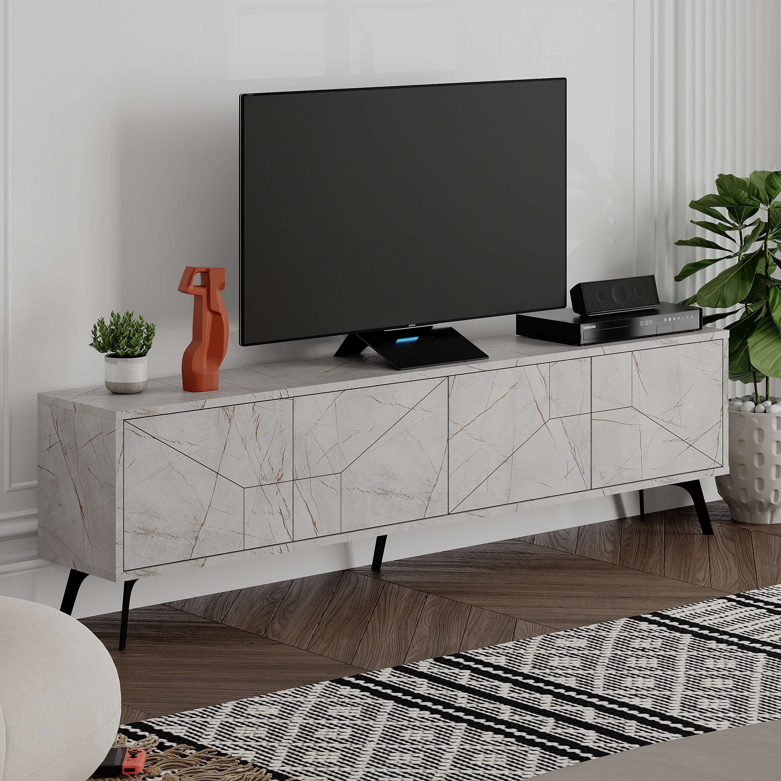 Mourah Dune Tv Stand Up To 70 Inches With Storage - 2 Years Warranty